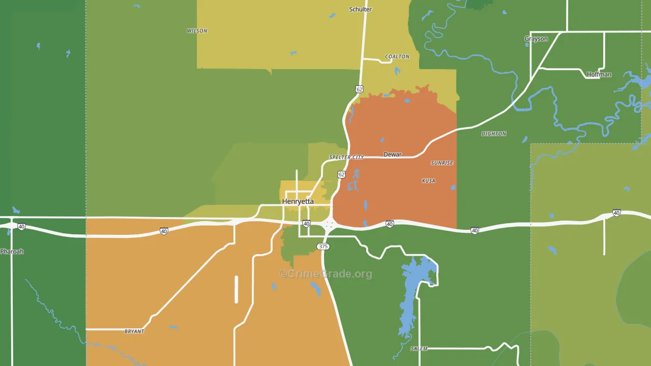 74437, OK Map of Vehicle Theft Rates