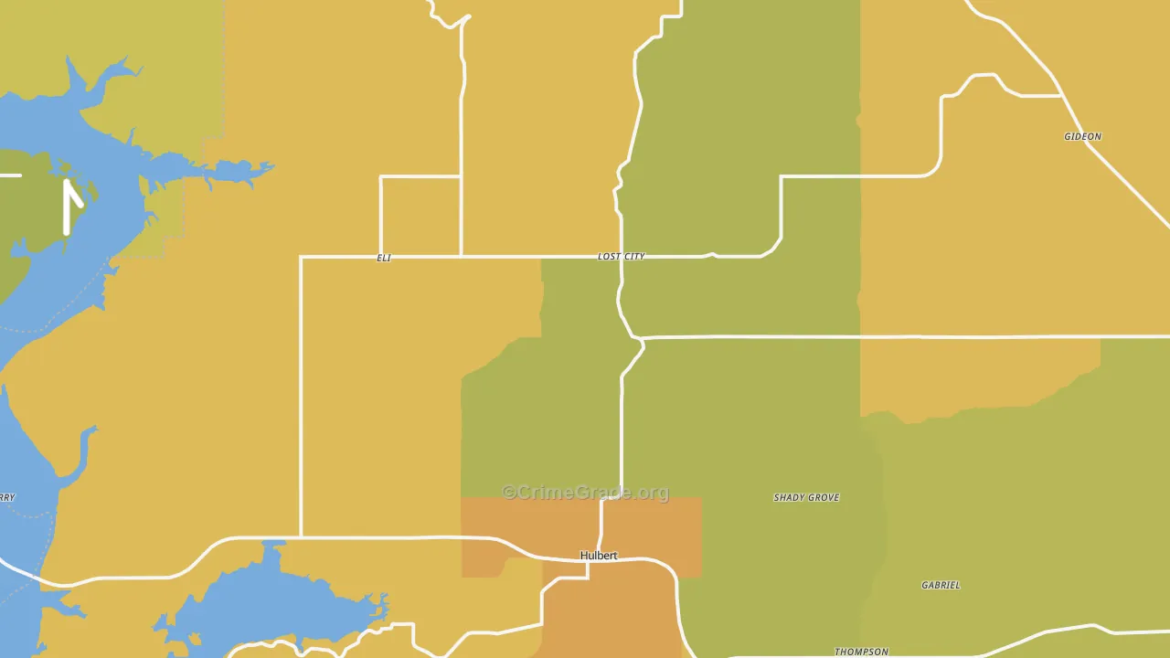 74441, OK Map of Vehicle Theft Rates