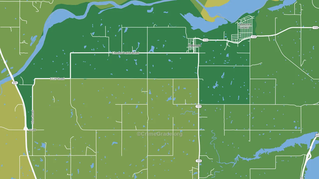 74442, OK Map of Vehicle Theft Rates