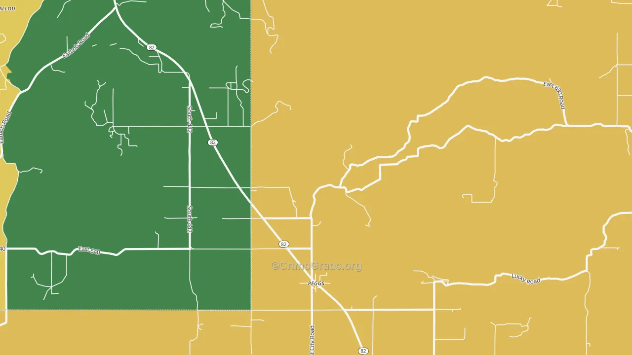 74452, OK Map of Vehicle Theft Rates