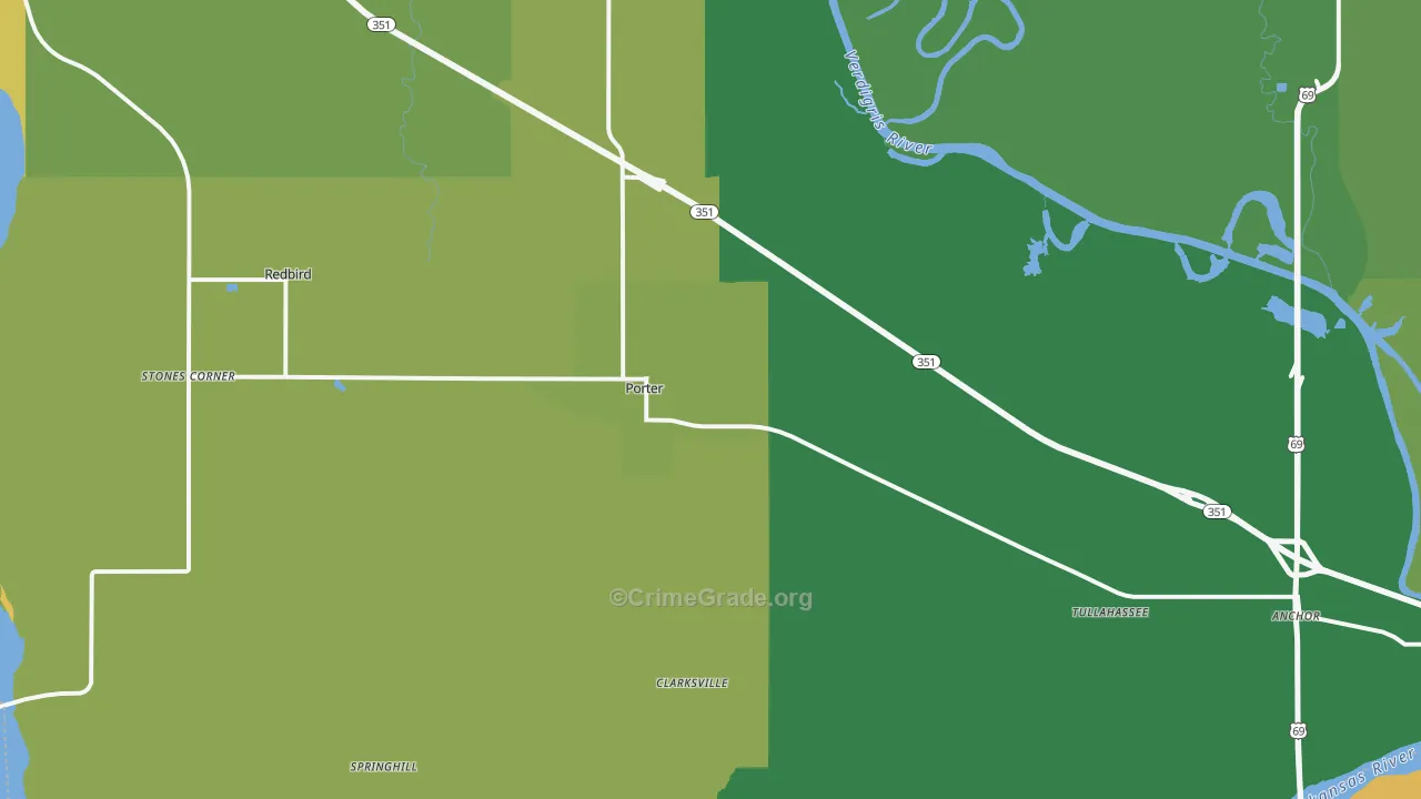 74454, OK Map of Vehicle Theft Rates