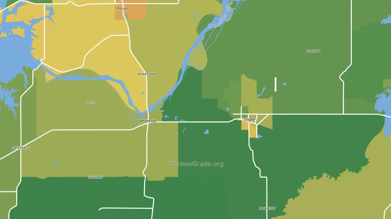 74462, OK Map of Vehicle Theft Rates