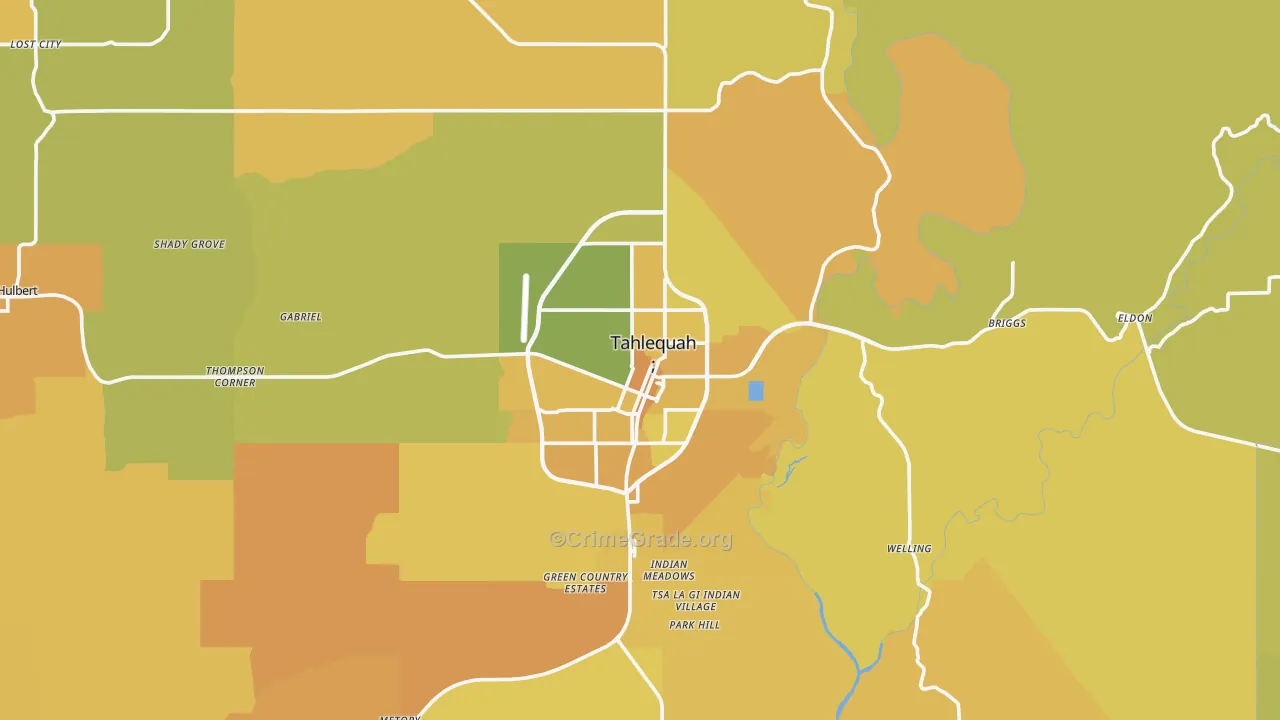 74464, OK Map of Vehicle Theft Rates