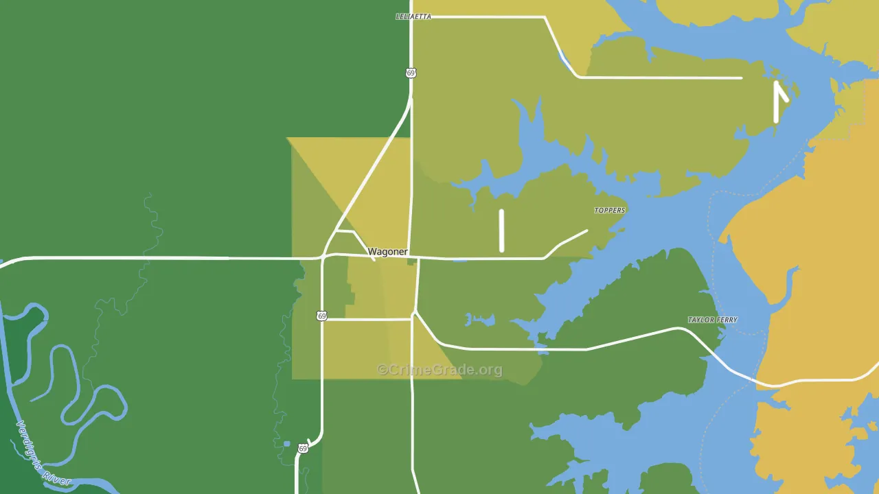 74467, OK Map of Vehicle Theft Rates