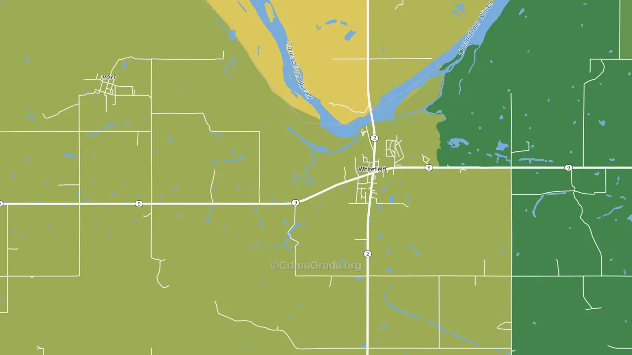 74472, OK Map of Vehicle Theft Rates