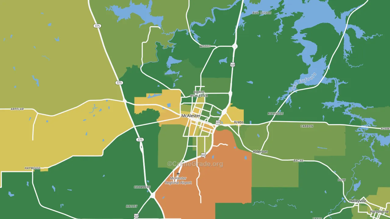 74501, OK Map of Vehicle Theft Rates