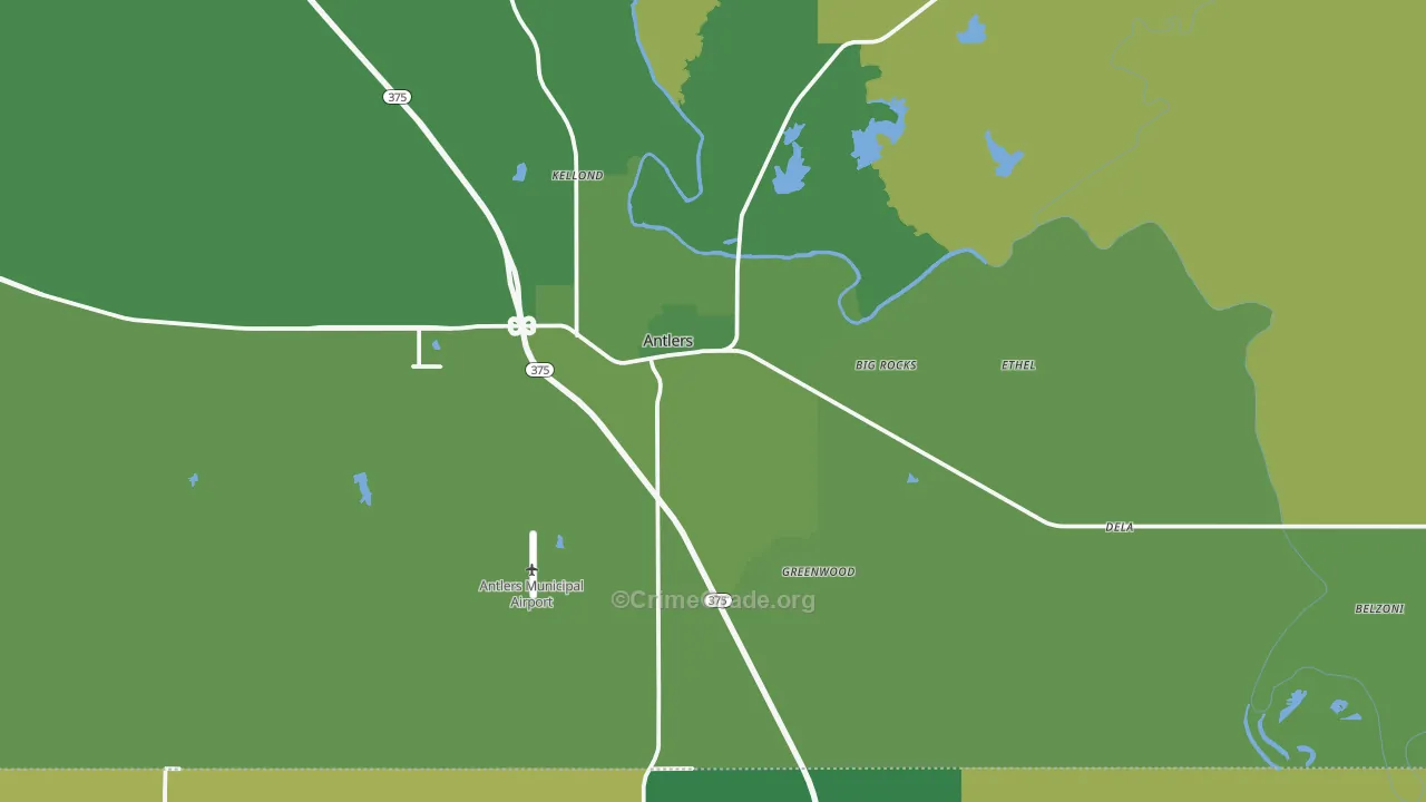 74523, OK Map of Vehicle Theft Rates