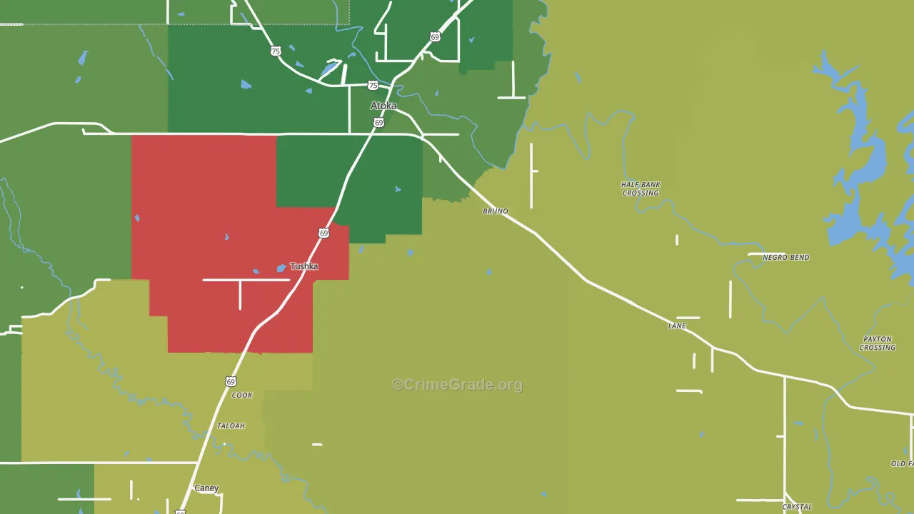 74525, OK Map of Vehicle Theft Rates