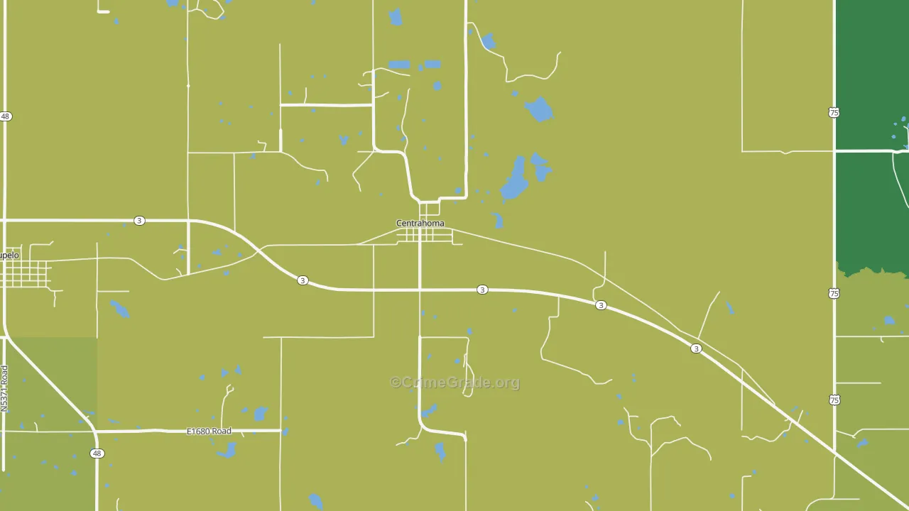 74534, OK Map of Vehicle Theft Rates