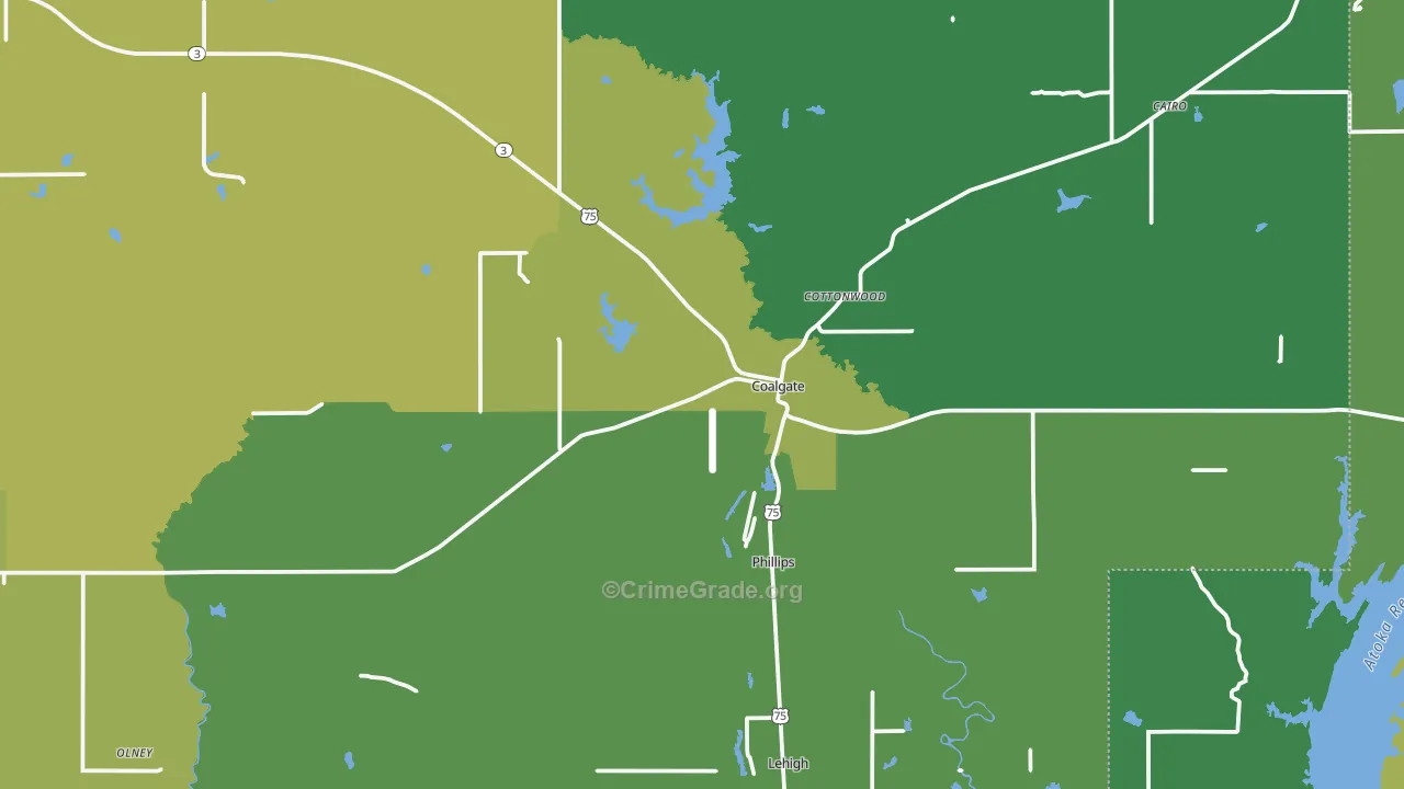 74538, OK Map of Vehicle Theft Rates