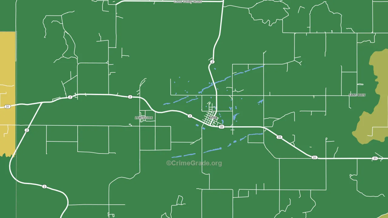 74552, OK Map of Vehicle Theft Rates
