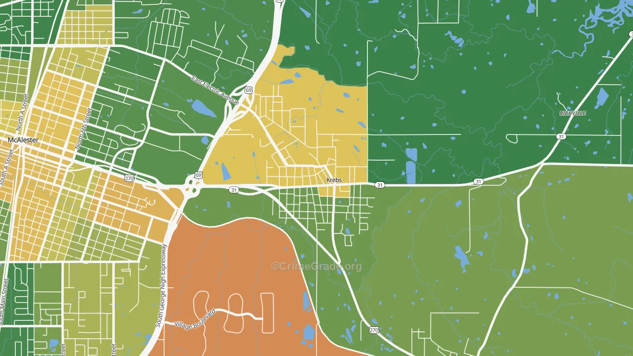 74554, OK Map of Vehicle Theft Rates