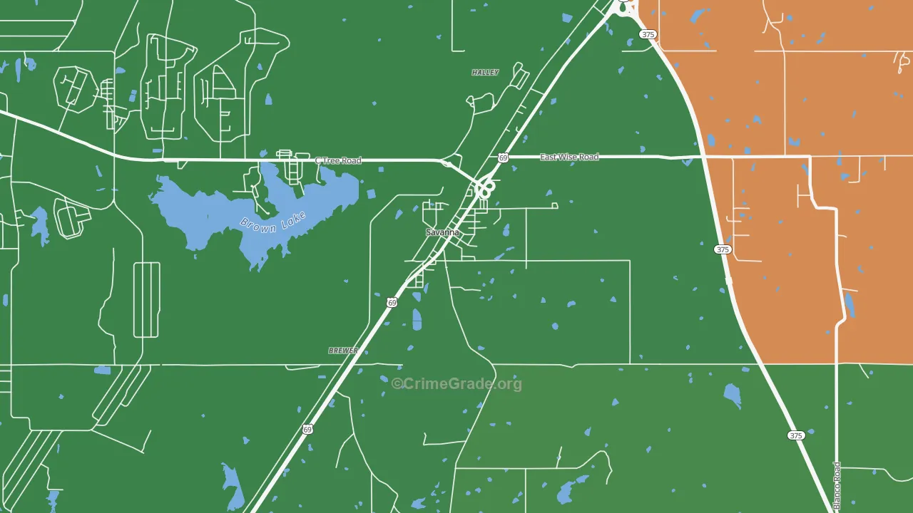 74565, OK Map of Vehicle Theft Rates