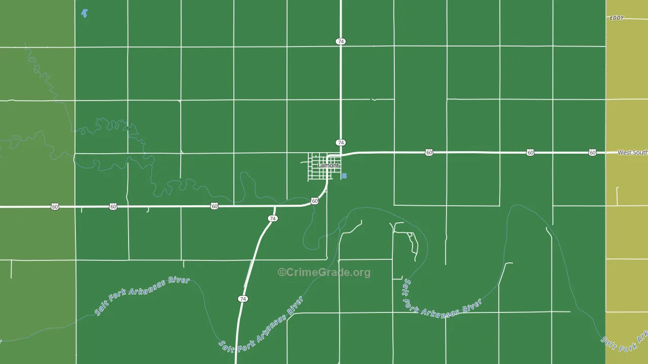 74643, OK Map of Vehicle Theft Rates
