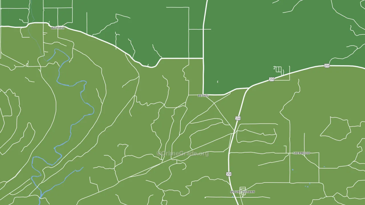 74724, OK Map of Vehicle Theft Rates