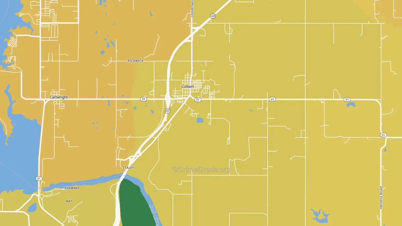 74733, OK Map of Vehicle Theft Rates