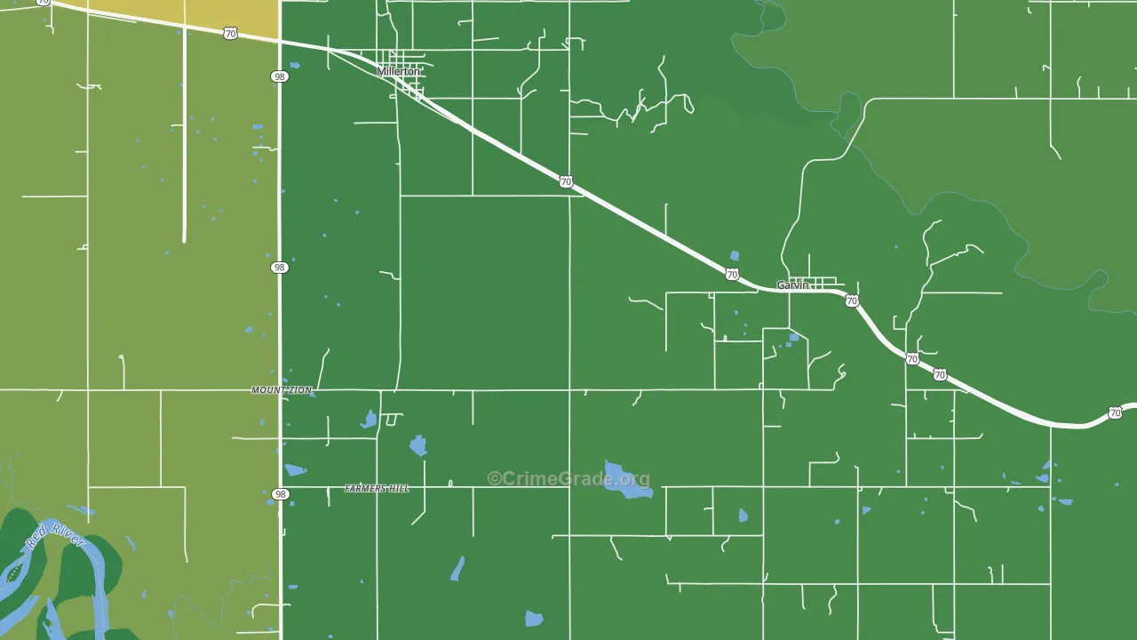74736, OK Map of Vehicle Theft Rates