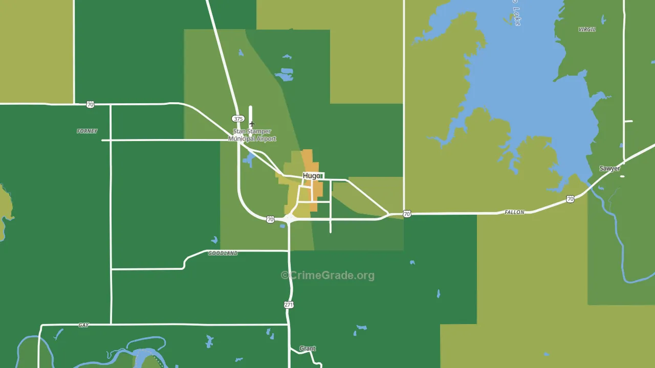 74743, OK Map of Vehicle Theft Rates