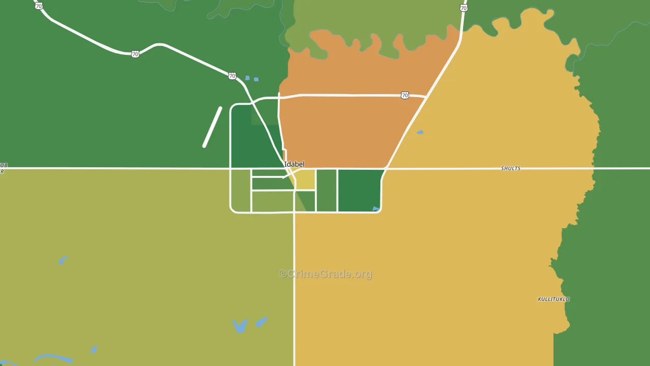 74745, OK Map of Vehicle Theft Rates