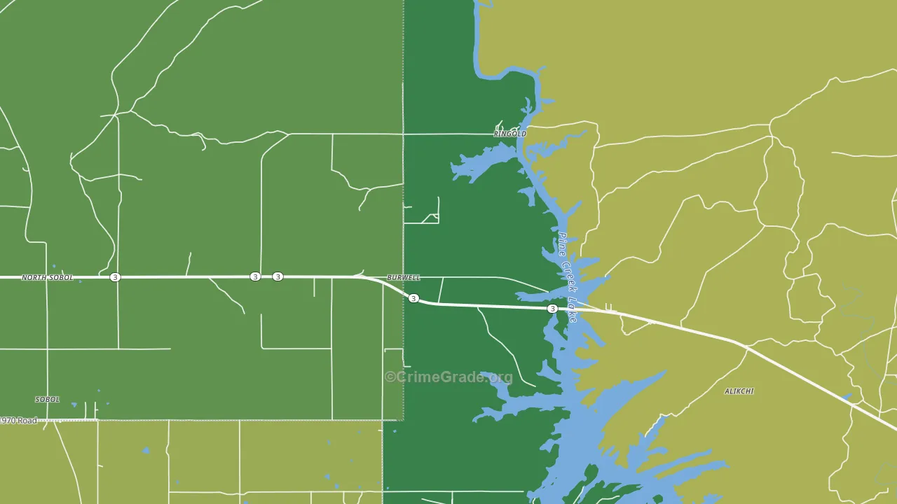 74754, OK Map of Vehicle Theft Rates
