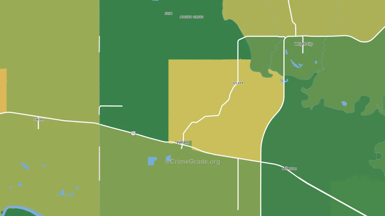 74764, OK Map of Vehicle Theft Rates