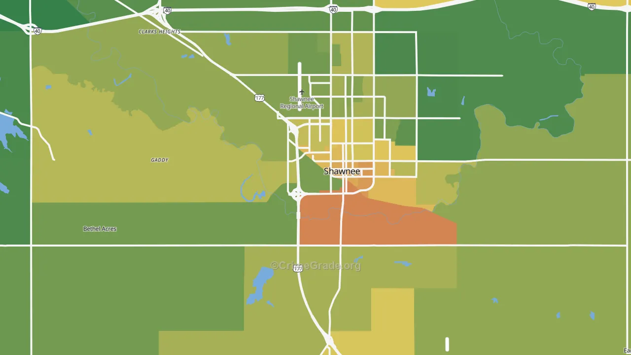 74801, OK Map of Vehicle Theft Rates