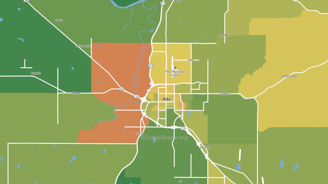 74820, OK Map of Vehicle Theft Rates