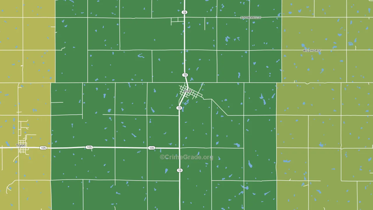 74824, OK Map of Vehicle Theft Rates