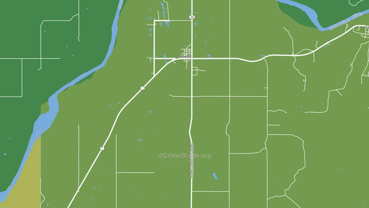 74827, OK Map of Vehicle Theft Rates