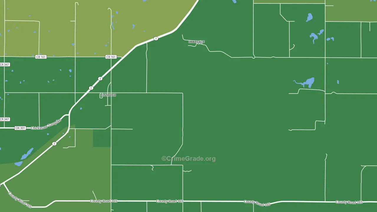 74843, OK Map of Vehicle Theft Rates