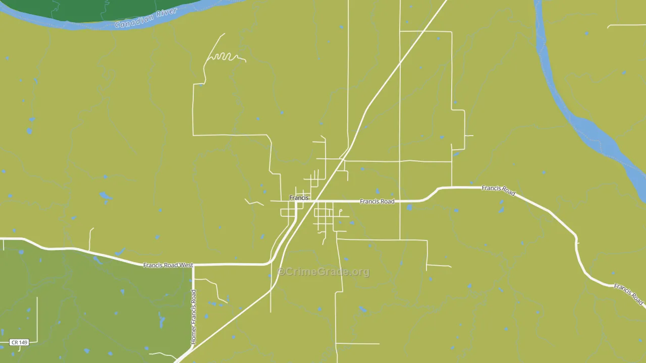 74844, OK Map of Vehicle Theft Rates