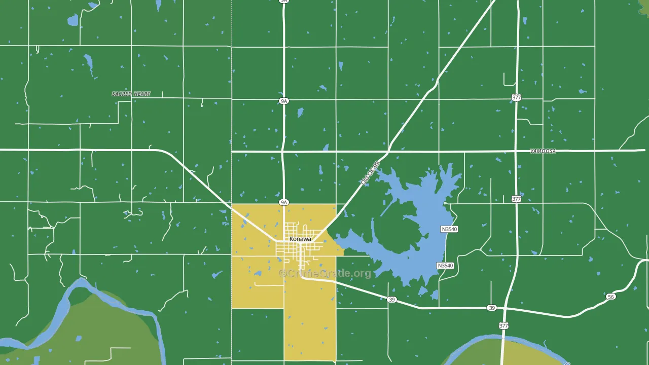 74849, OK Map of Vehicle Theft Rates