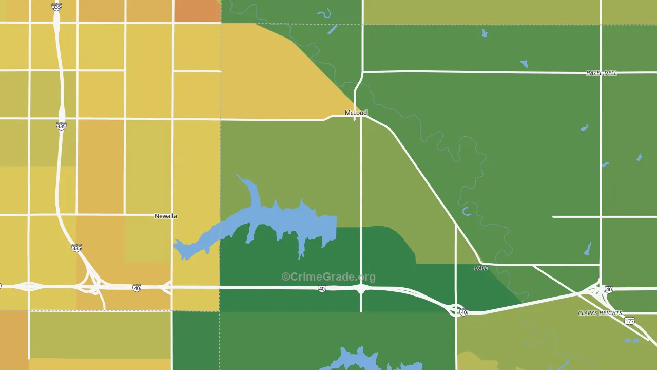 74851, OK Map of Vehicle Theft Rates