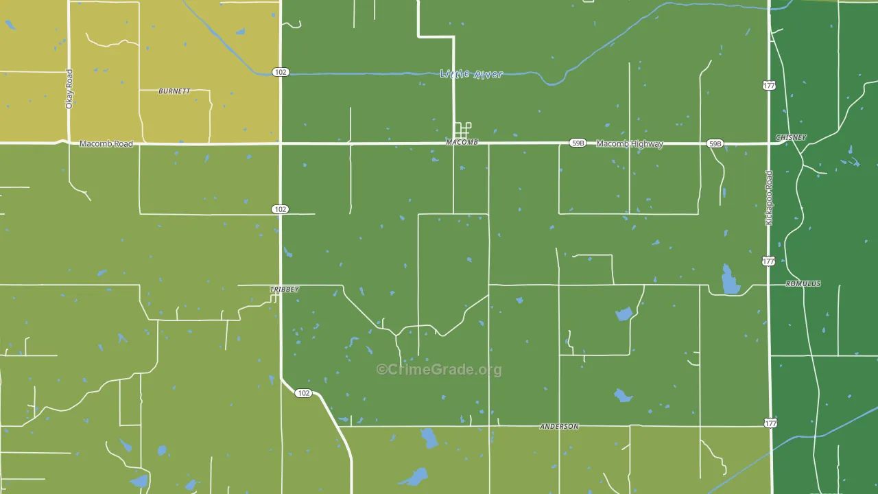 74852, OK Map of Vehicle Theft Rates