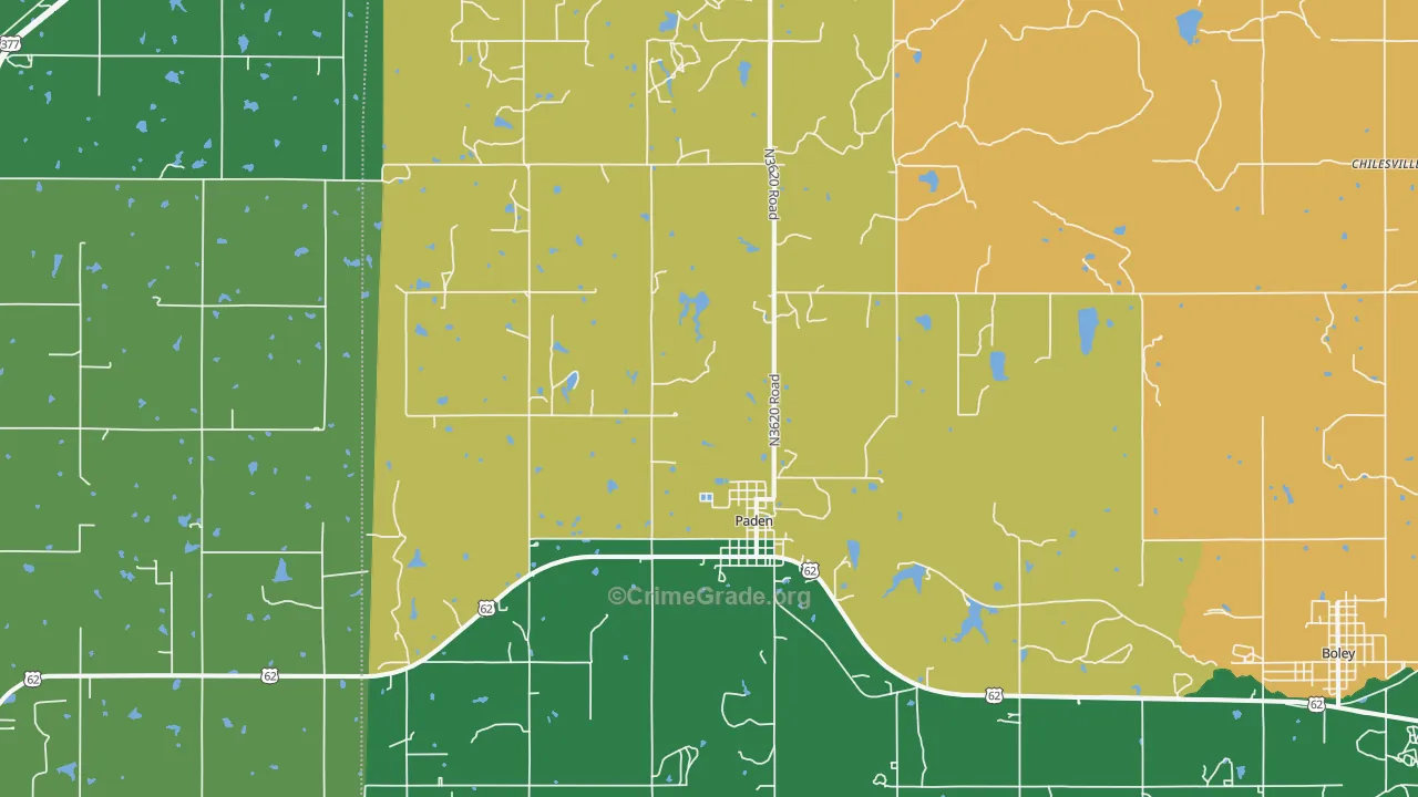 74860, OK Map of Vehicle Theft Rates