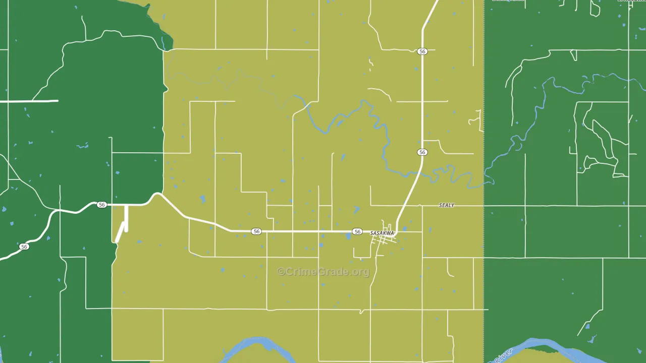 74867, OK Map of Vehicle Theft Rates