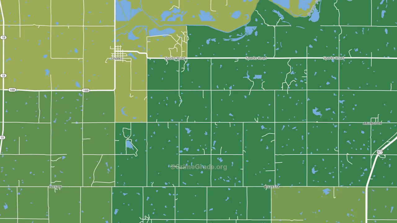 74869, OK Map of Vehicle Theft Rates