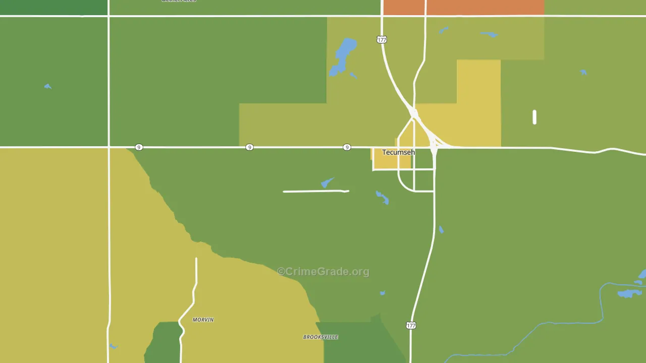 74873, OK Map of Vehicle Theft Rates