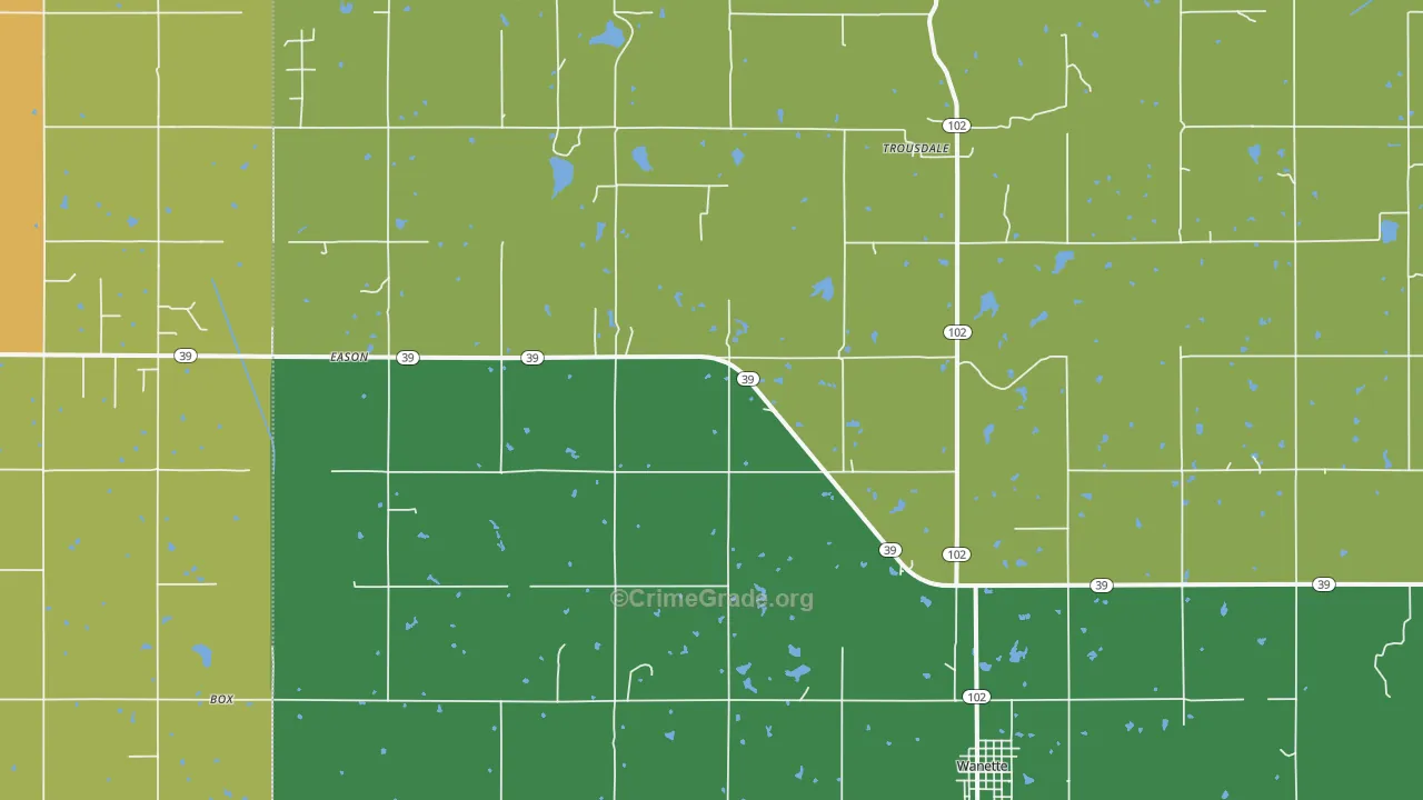 74878, OK Map of Vehicle Theft Rates