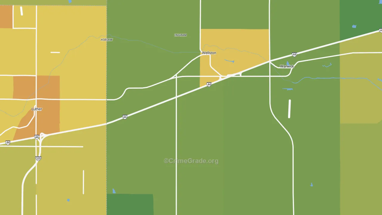 74881, OK Map of Vehicle Theft Rates
