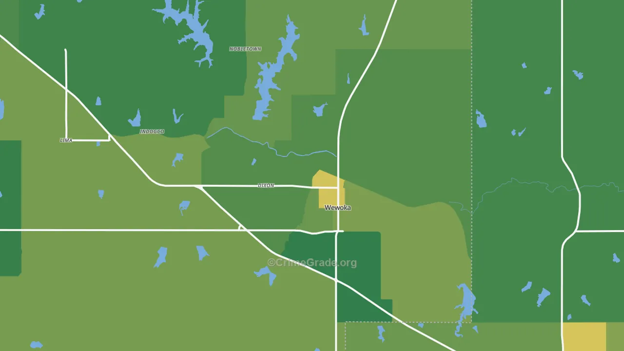 74884, OK Map of Vehicle Theft Rates