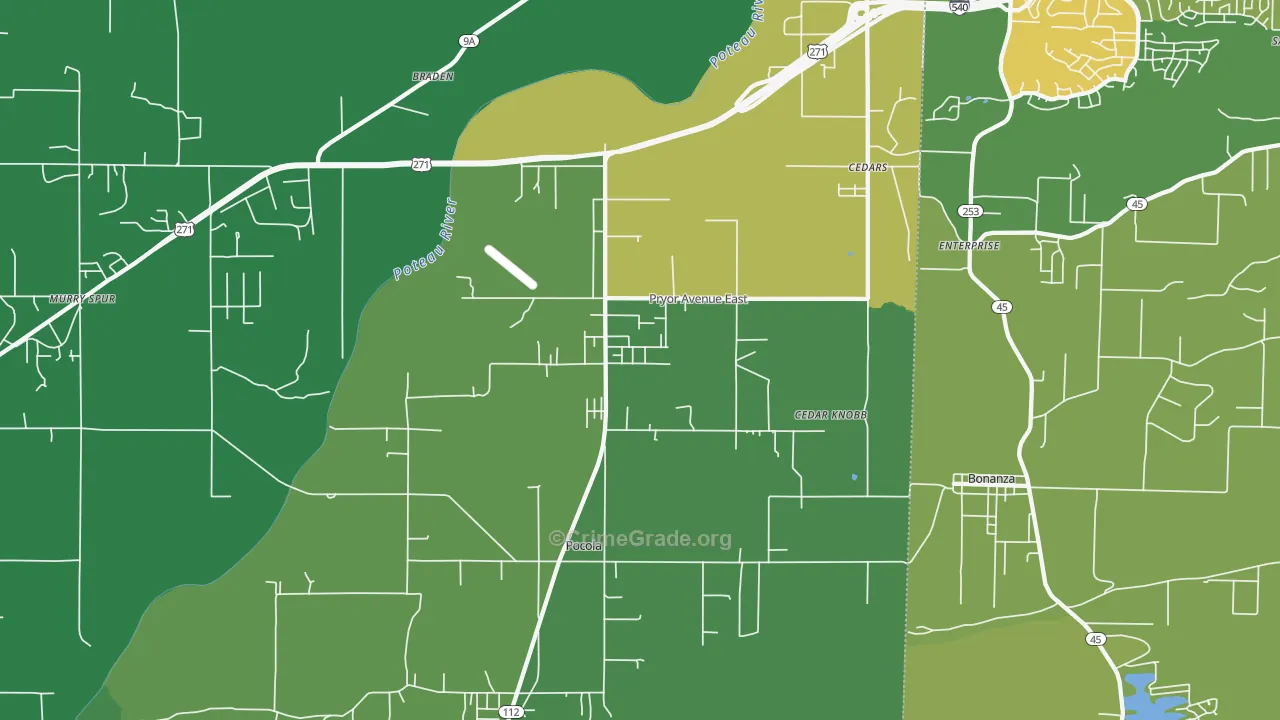 74902, OK Map of Vehicle Theft Rates