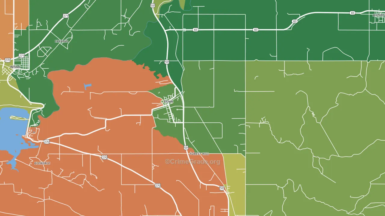 74940, OK Map of Vehicle Theft Rates