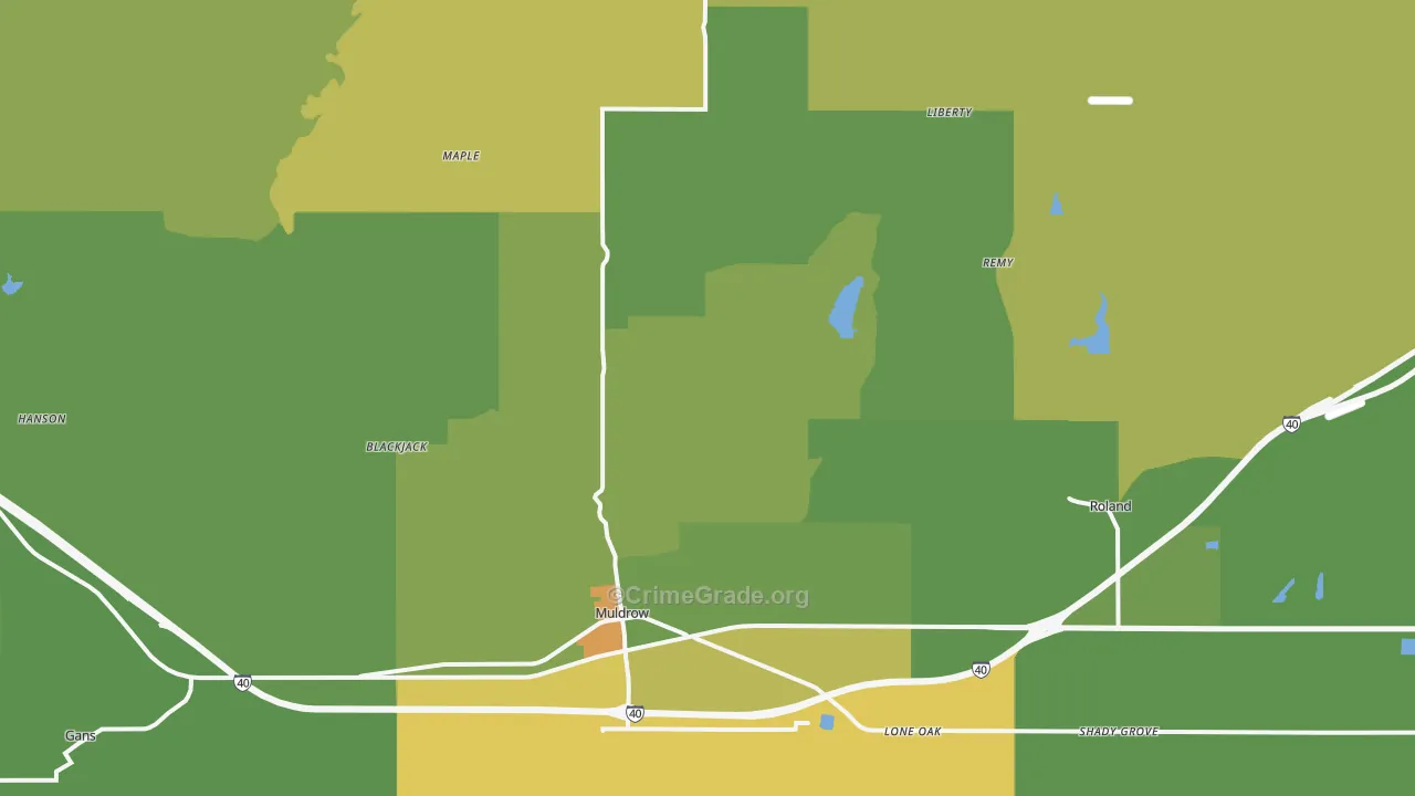 74948, OK Map of Vehicle Theft Rates