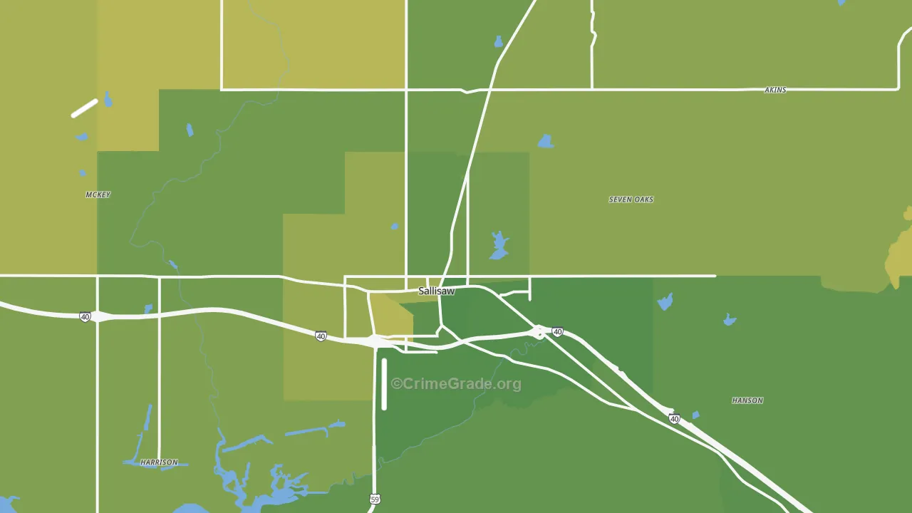 74955, OK Map of Vehicle Theft Rates