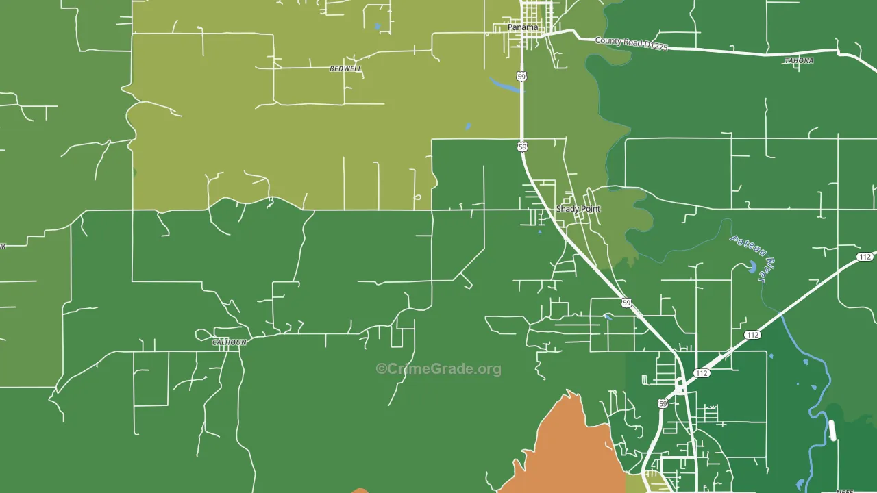 74956, OK Map of Vehicle Theft Rates