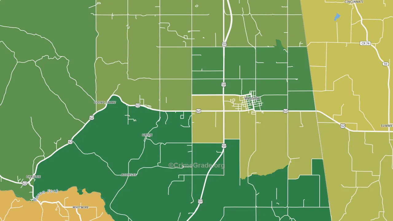 74965, OK Map of Vehicle Theft Rates