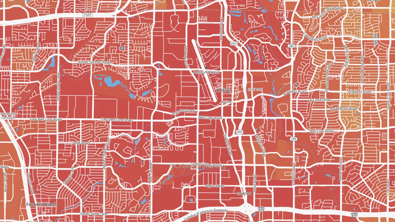 75001, TX Map of Vehicle Theft Rates