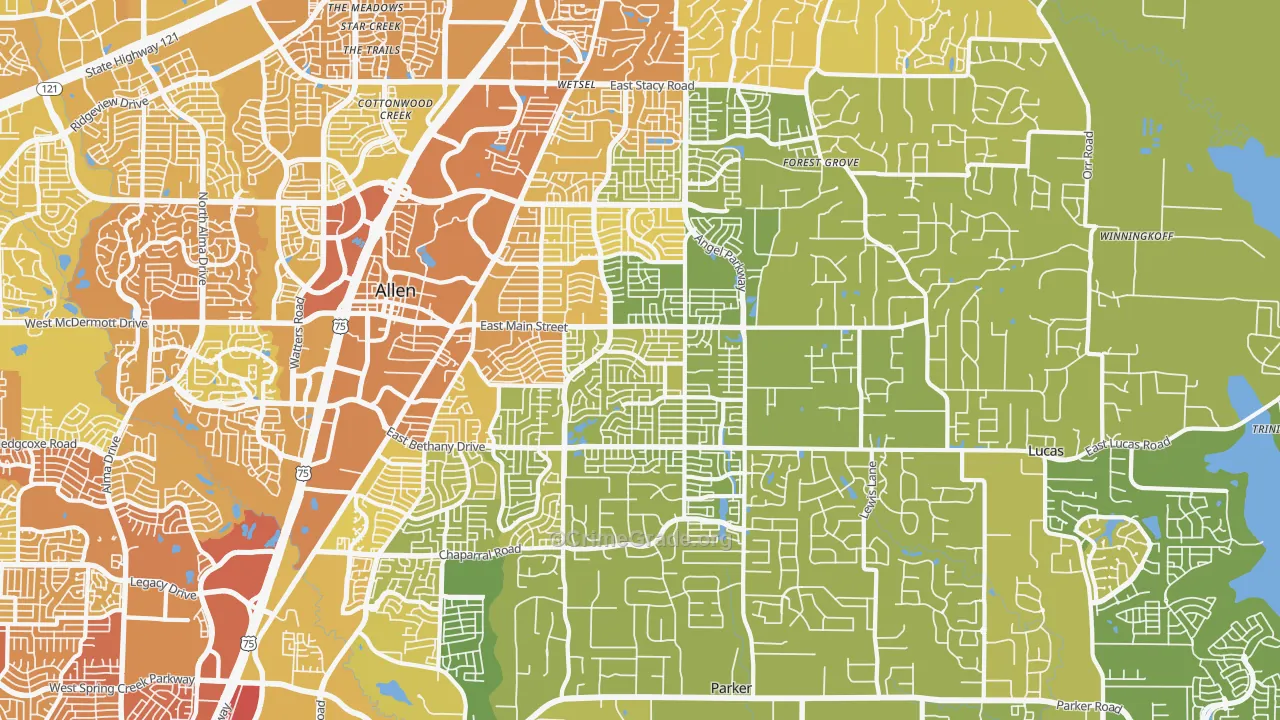 75002, TX Map of Vehicle Theft Rates
