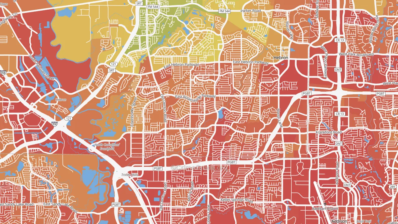 75007, TX Map of Vehicle Theft Rates